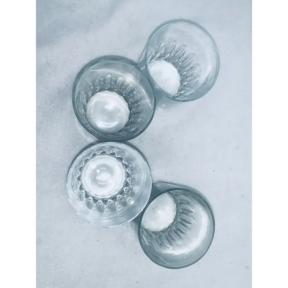 Lot of 4 Luminarc Clear Glass Rocks Double Old Fashion Glasses Turkey Sparkling